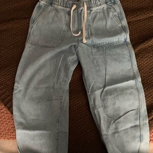 Light Wash Drawstring Denim Joggers